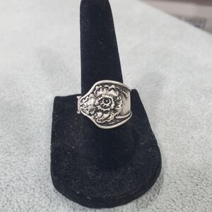 Spoon Ring Engraved Flower